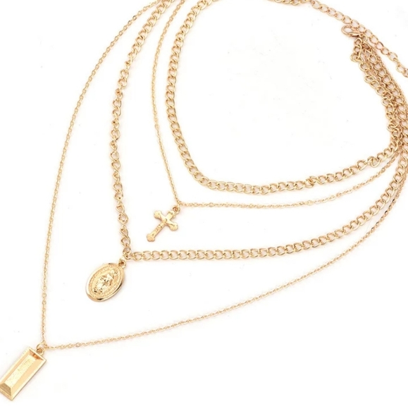 ◇Buffy◇ Layered Gold Pendant Cross Necklace - Picture 2 of 6